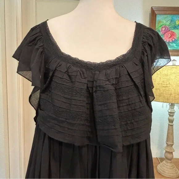 Free People Black Mini Ruffle Dress Size S - Picture 9 of 9